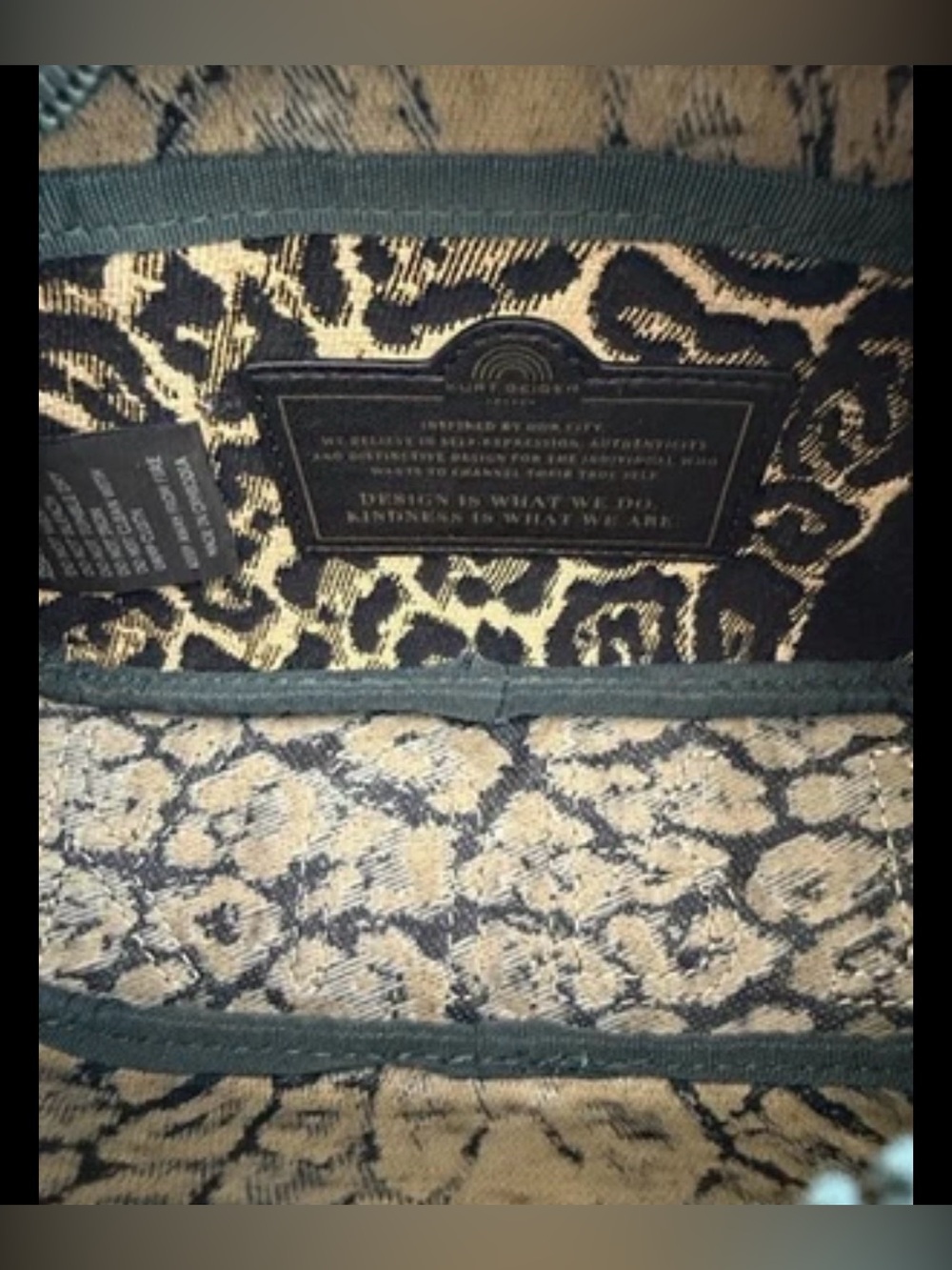 NWOT Kurt Geiger London Green & Leopard Print Jacquard Camera Crossbody Dust Bag - Picture 6 of 6